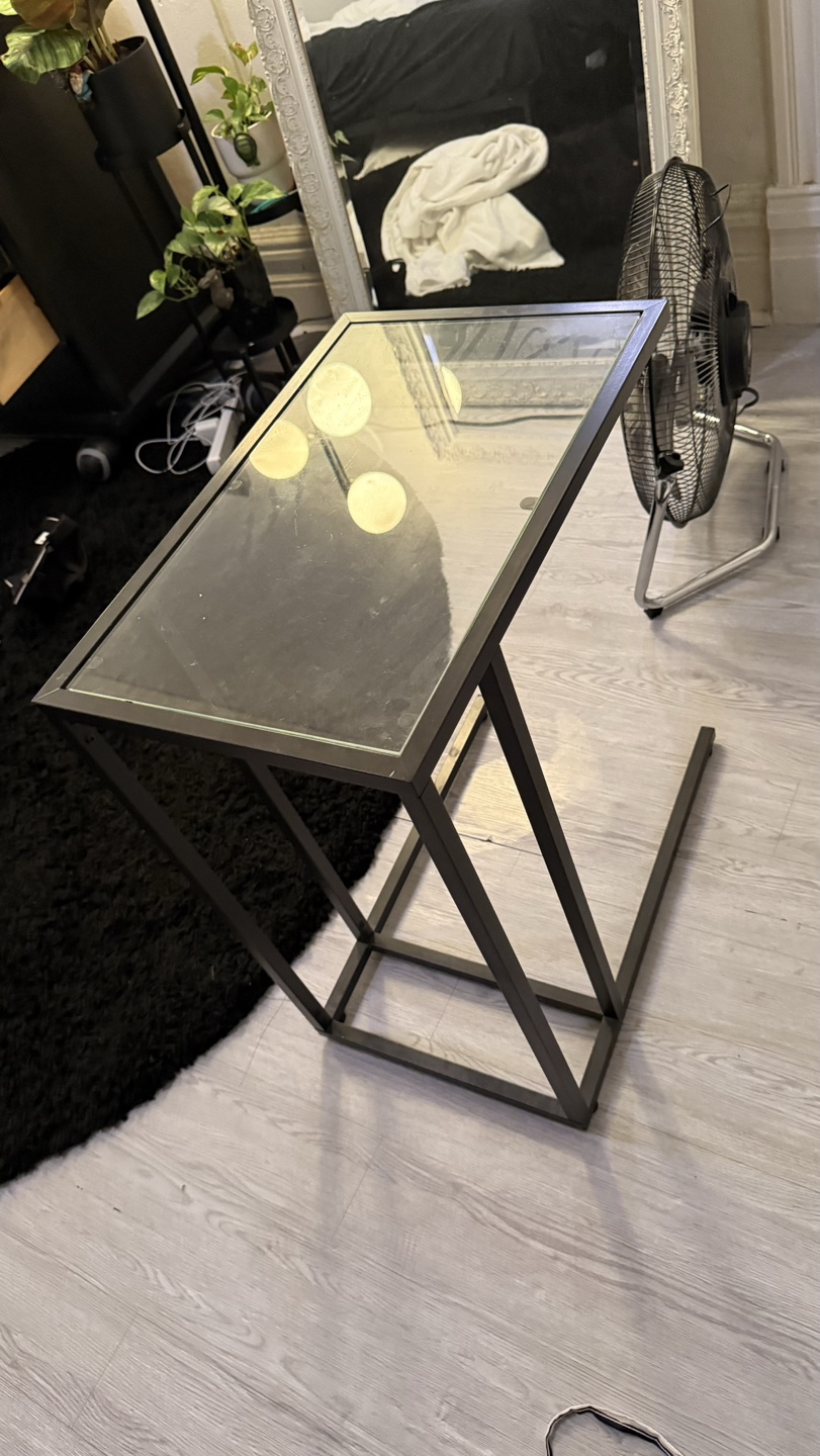 Black Glass and Metal Side Table - photo 2