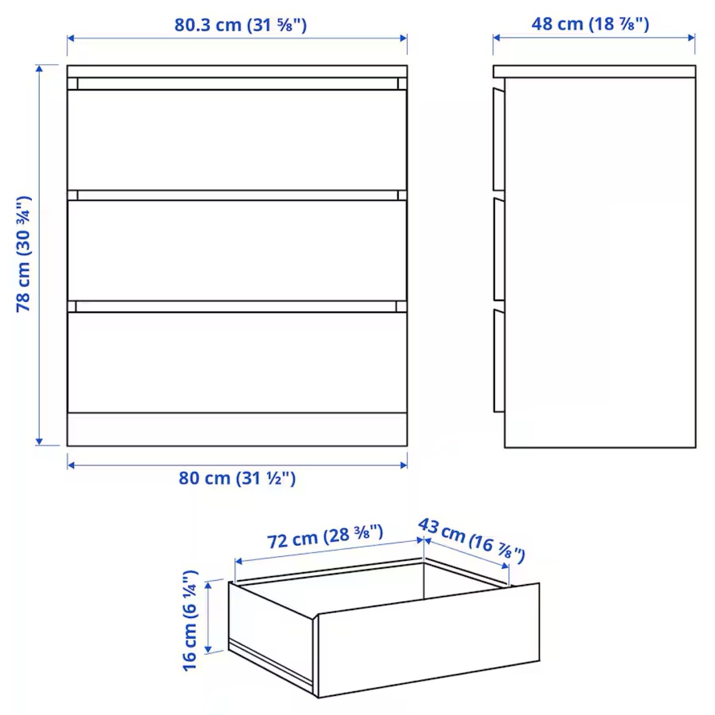 IKEA Malm 3 Drawer dresser - Brand New - In box - photo 2