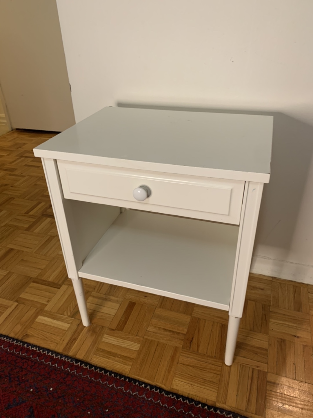White Nightstand with Drawer