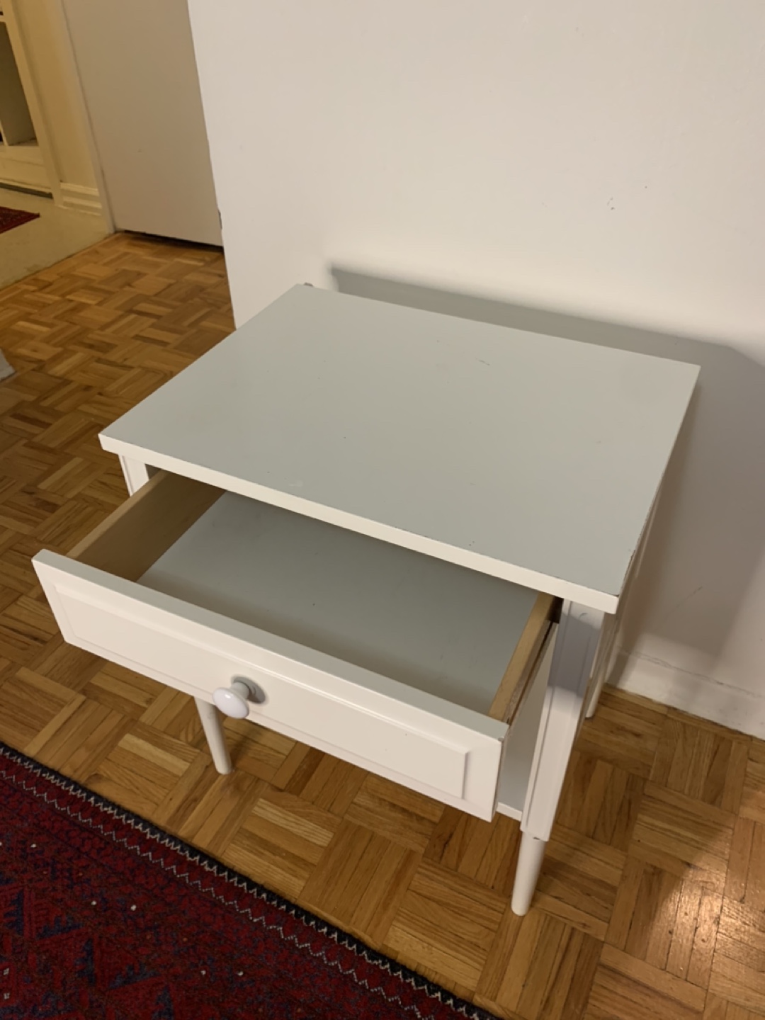 White Nightstand with Drawer - photo 2