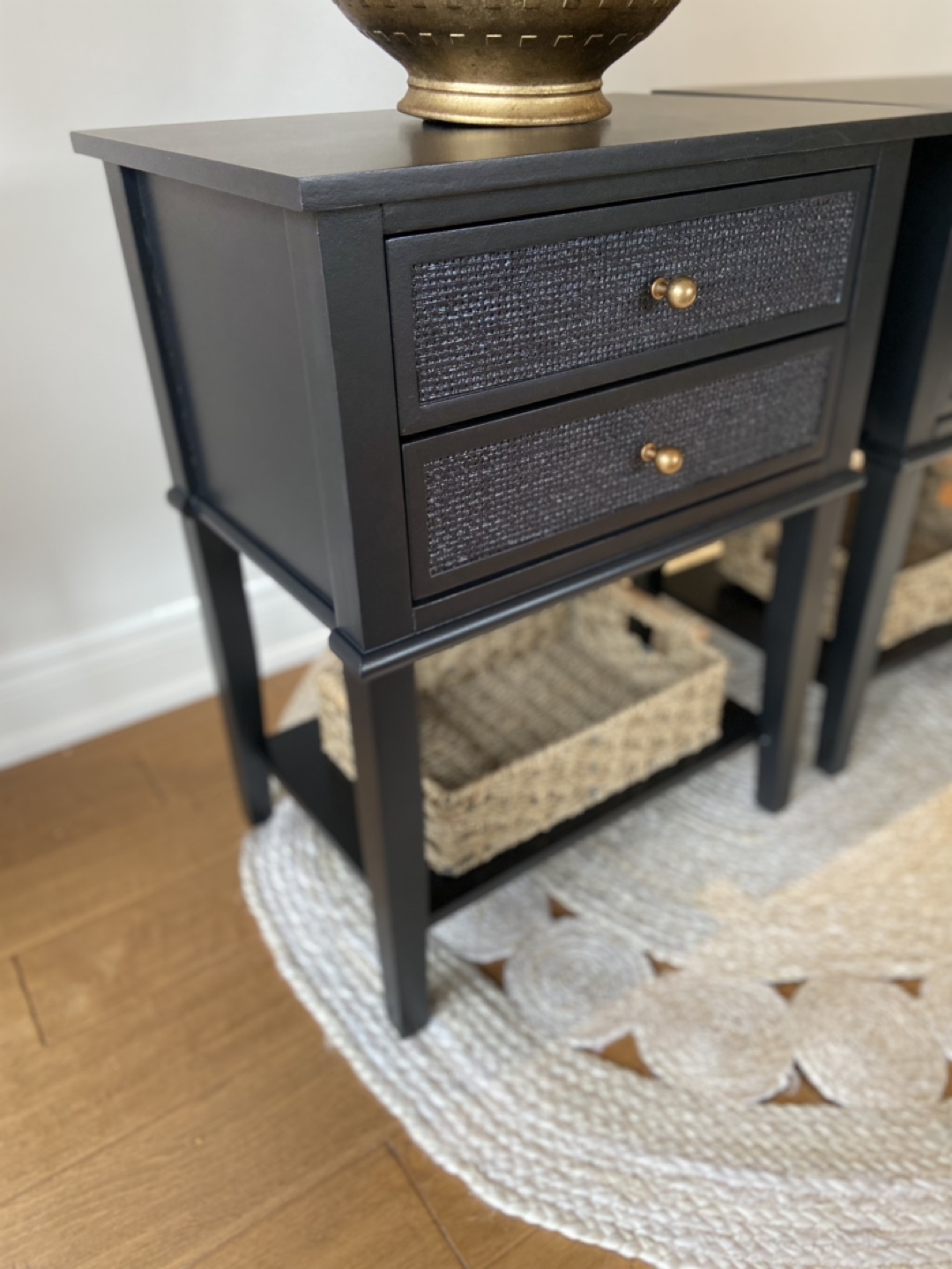 Pair of Black Detailed-Drawer Nightstands - photo 5