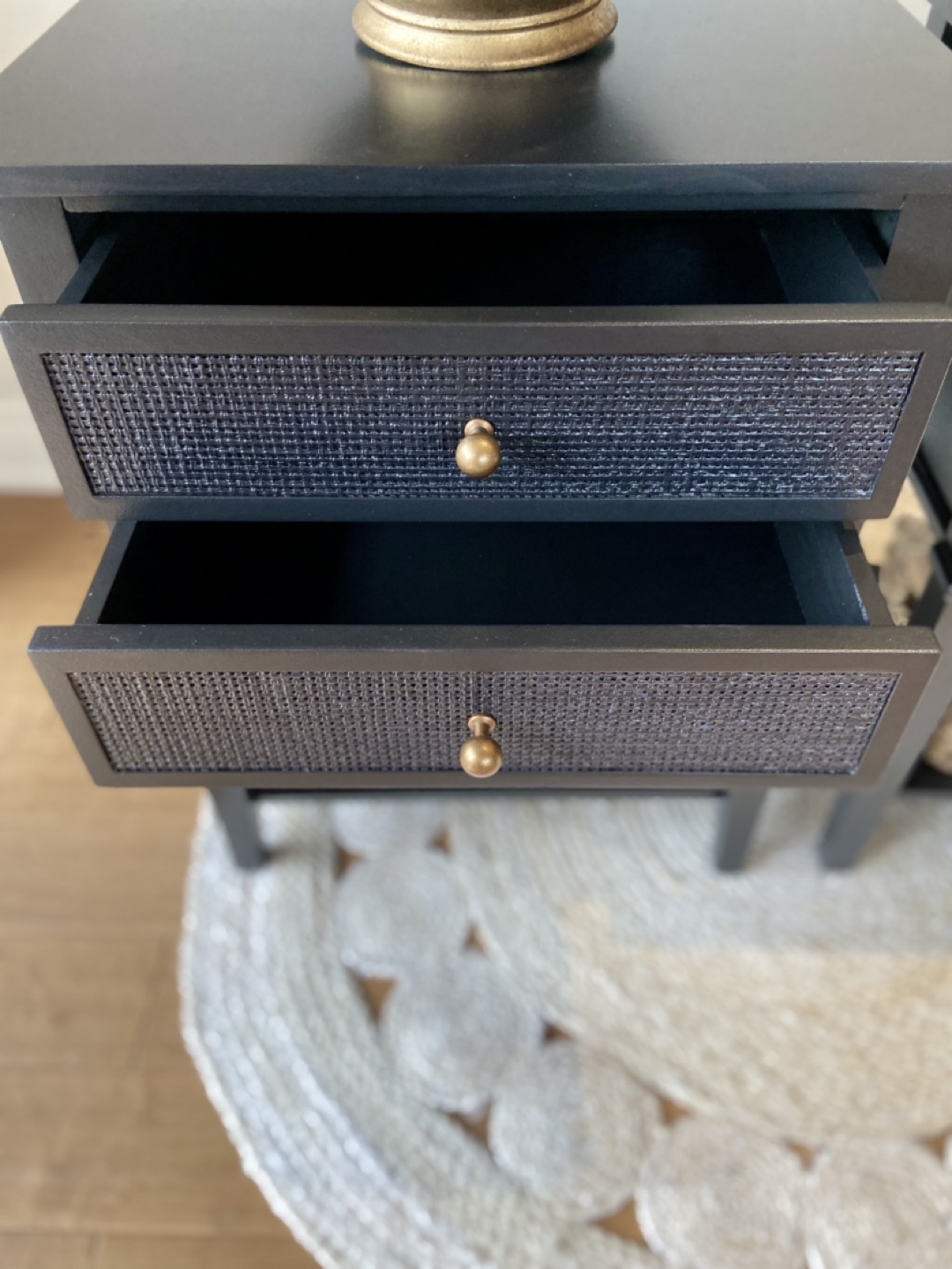 Pair of Black Detailed-Drawer Nightstands - photo 3
