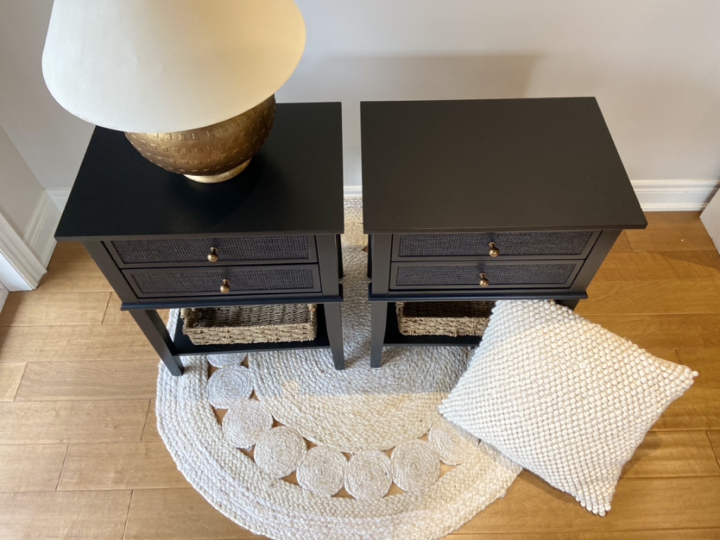 Pair of Black Detailed-Drawer Nightstands - photo 2
