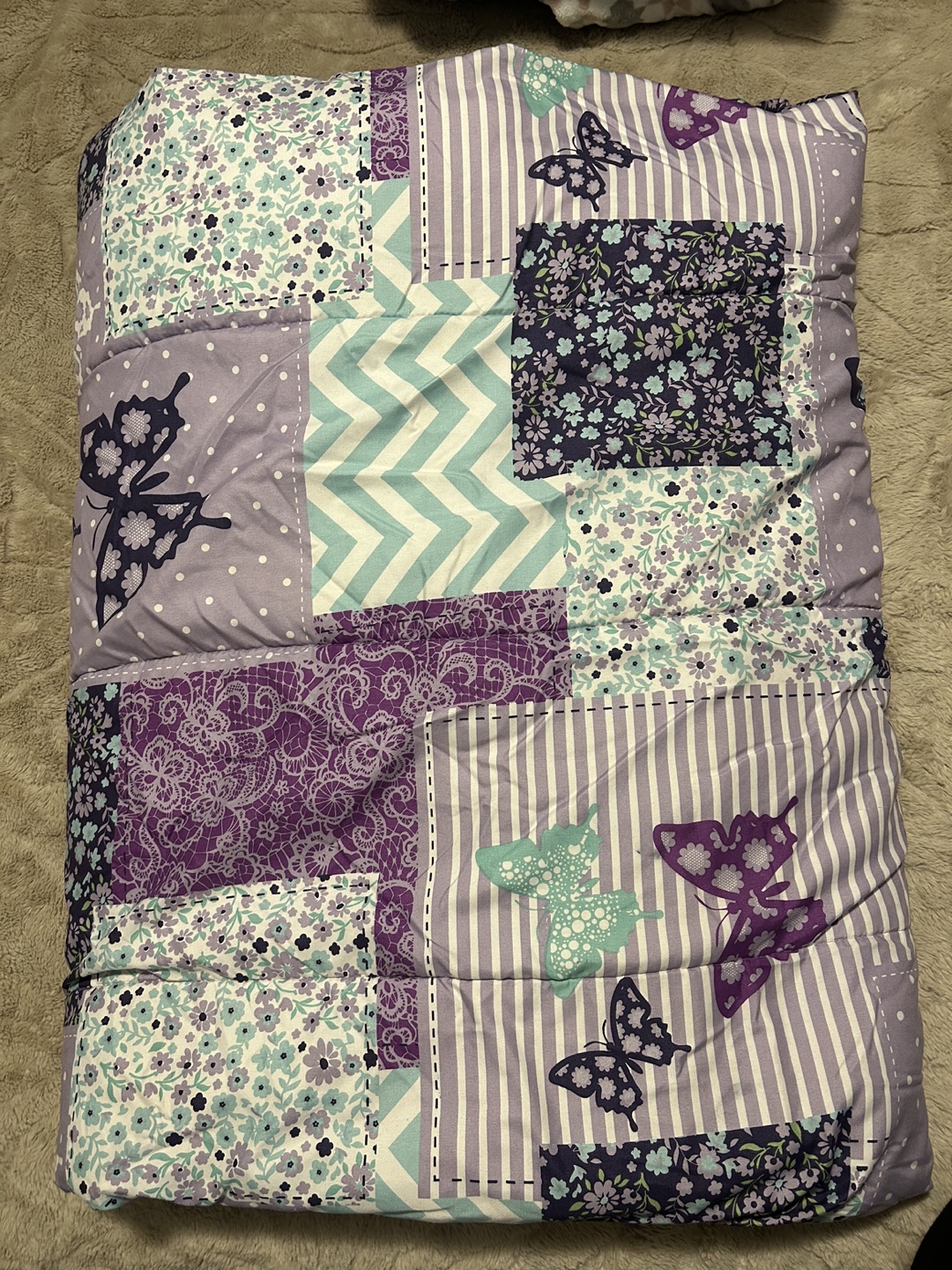 Purple and Green Butterfly Quilt