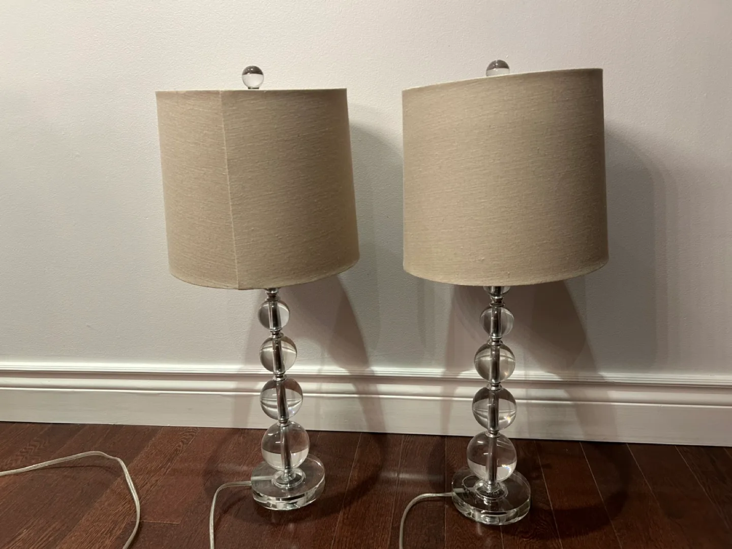Pair of Glass Bubble Lamps with Shades thumbnail