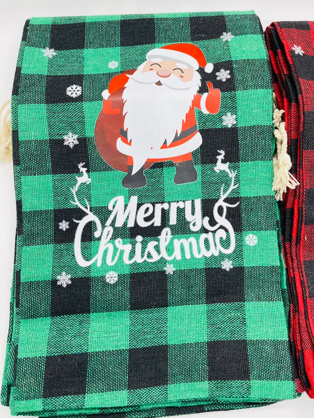 Christmas Wine Bottle Gift Bags, Set of 10, Red and Green Plaid image indicator(4)