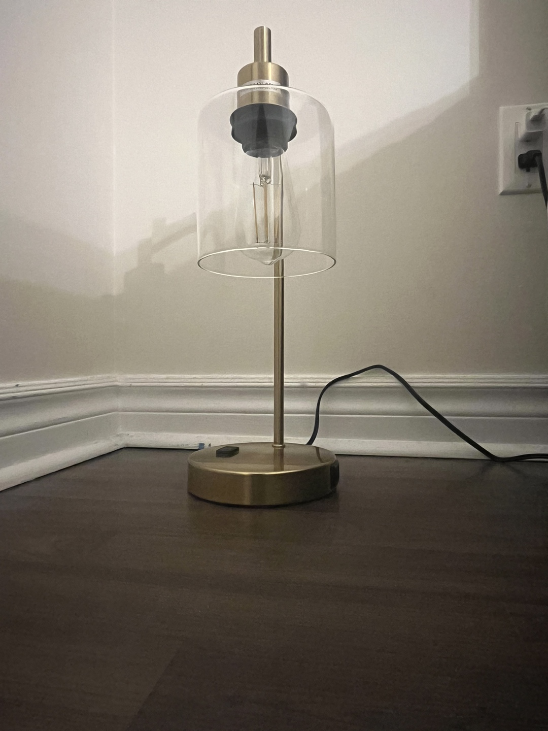 Gold Table Lamp with Glass Shade