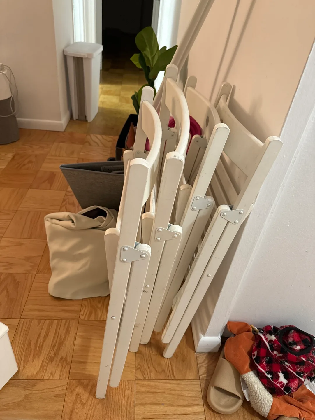 White Folding Chairs - Set of 4 all for $10 thumbnail