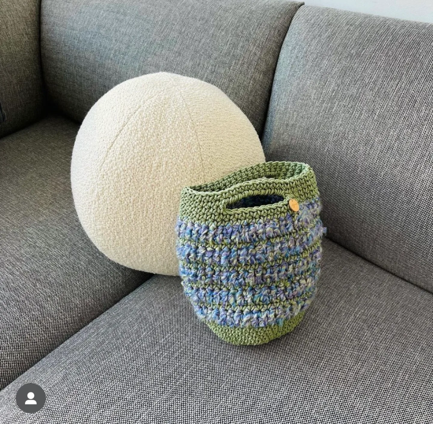 Handmade Crocheted Green and Purple Bag thumbnail