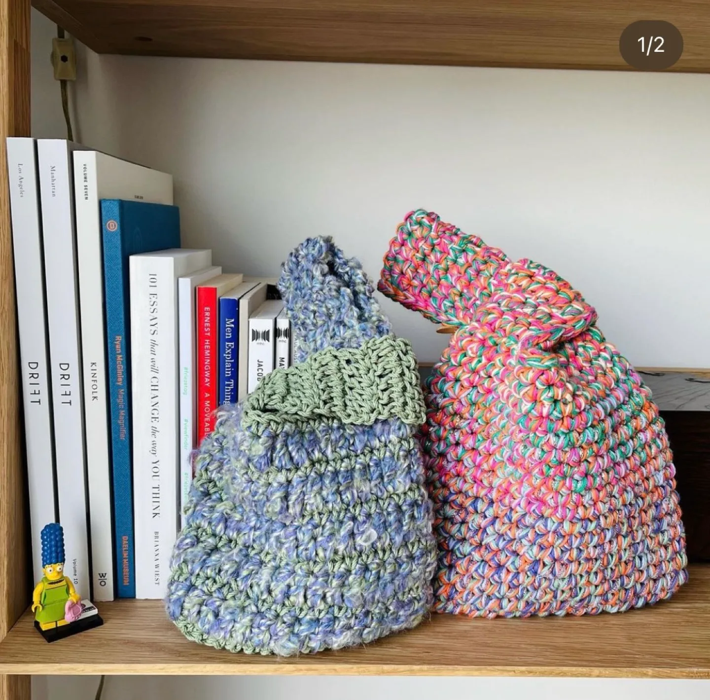 Handmade purple & green Crochet Bag thumbnail