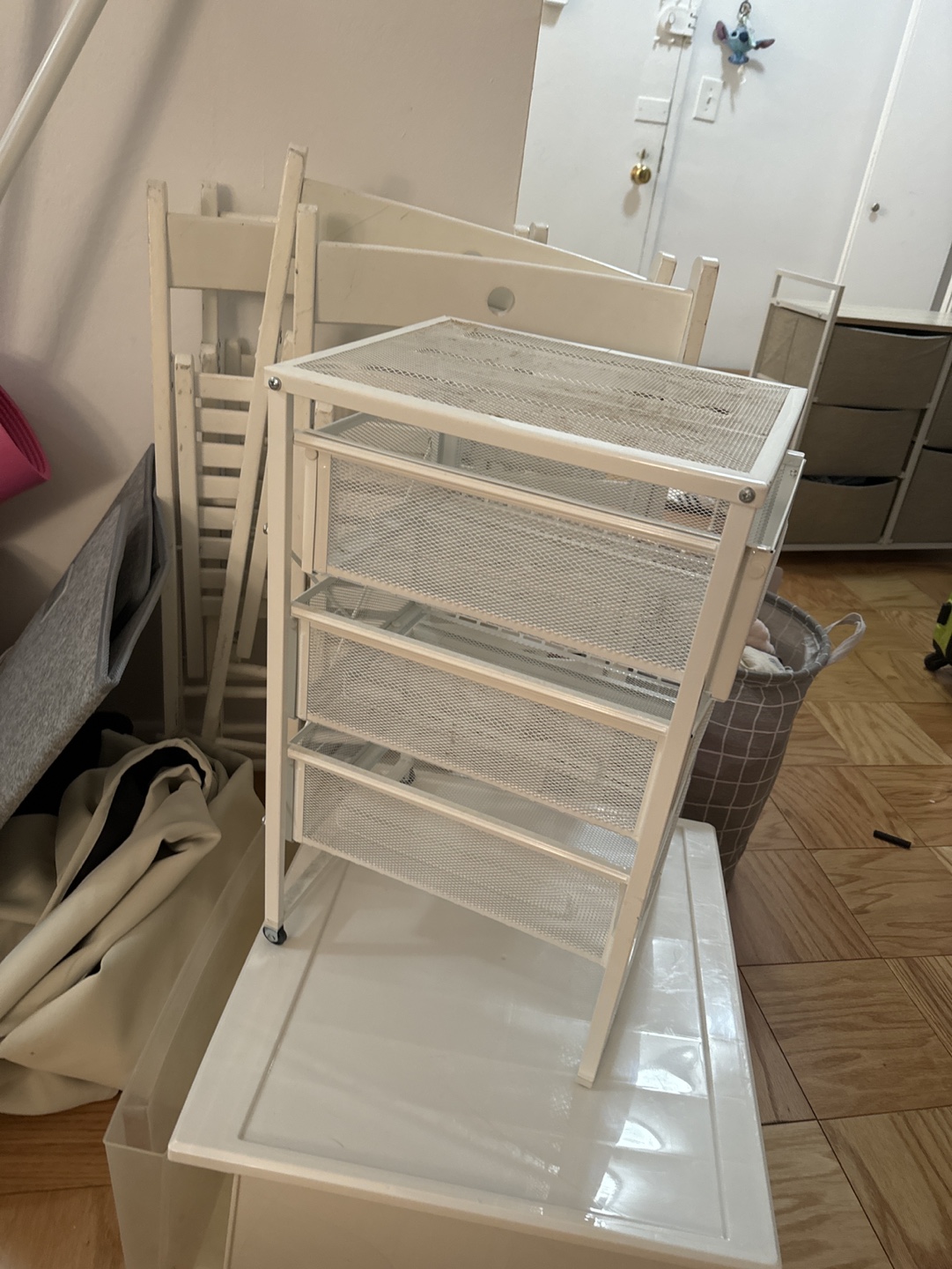 White 4 Tier Rolling Storage Cart