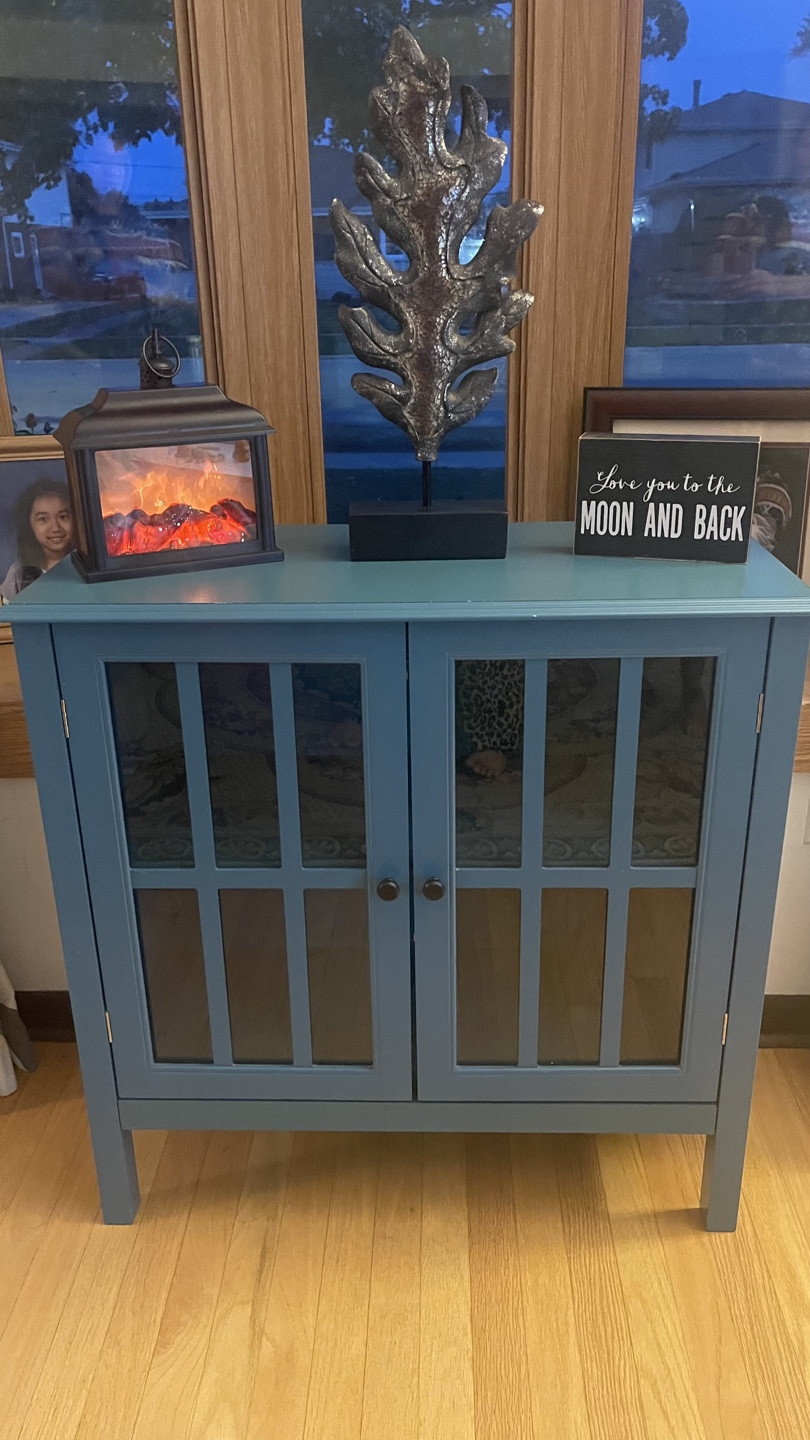 Blue Cabinet with Glass Doors with shelves check more pictures