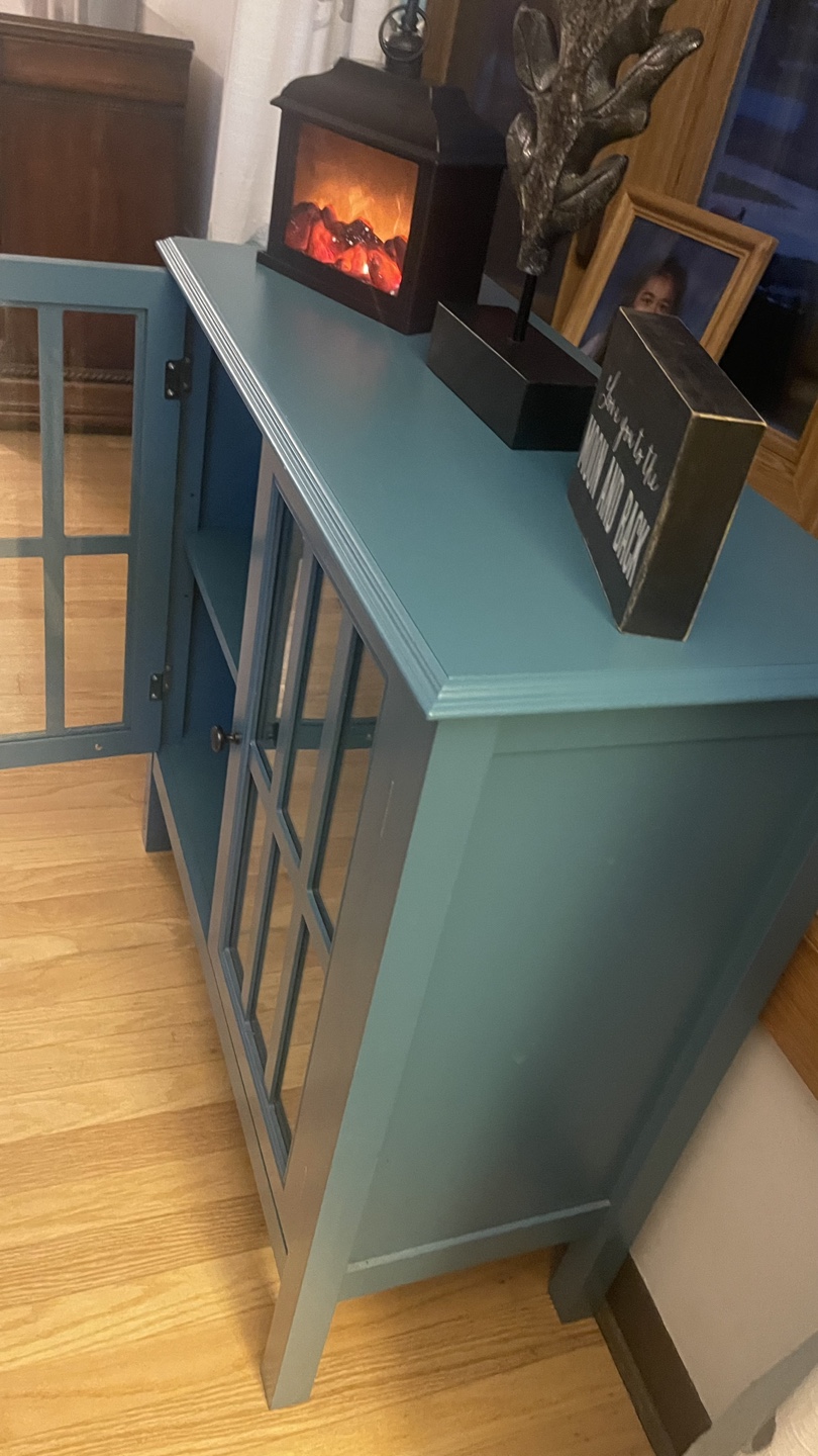 Blue Cabinet with Glass Doors with shelves check more pictures - photo 4