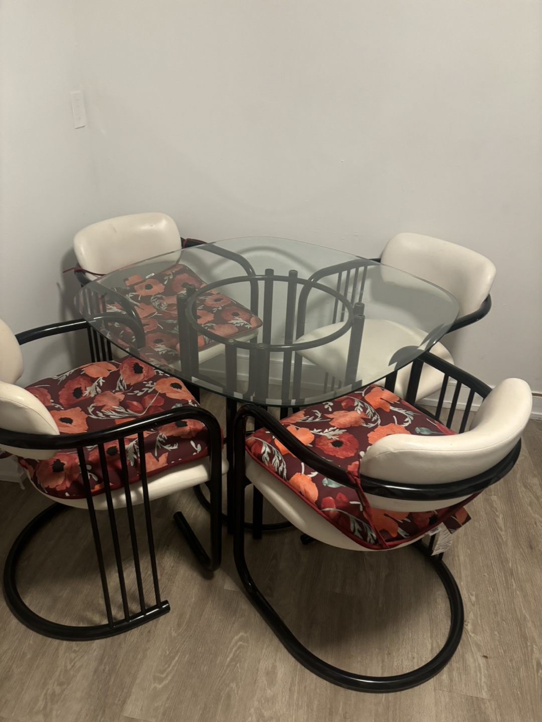 Glass top dining table set