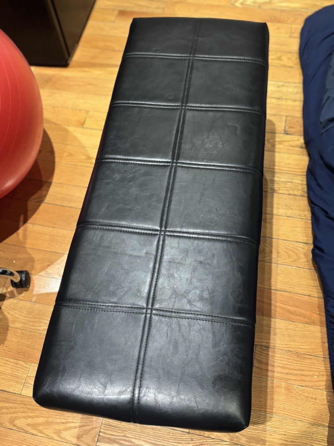Black Faux Leather Bench (Like New)