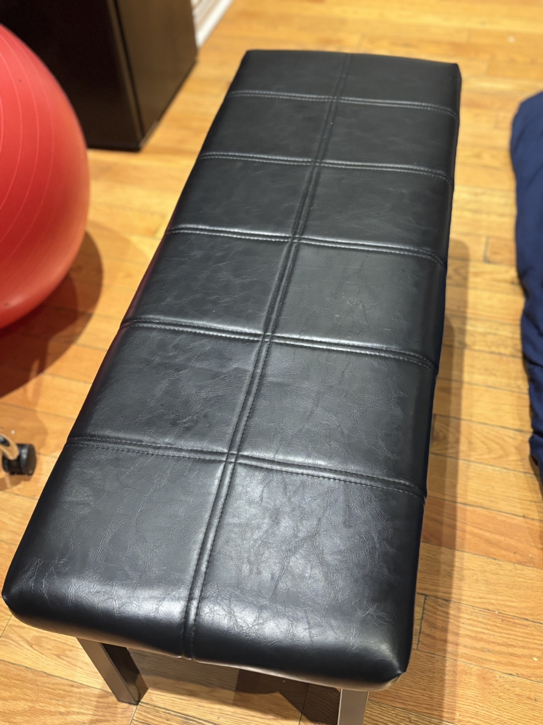 Black Faux Leather Bench (Like New) - photo 2
