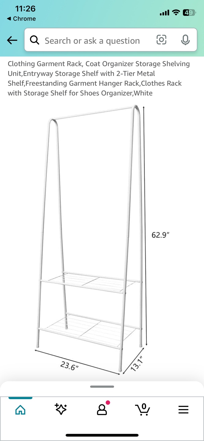 White Metal Clothing Rack with Shelf
