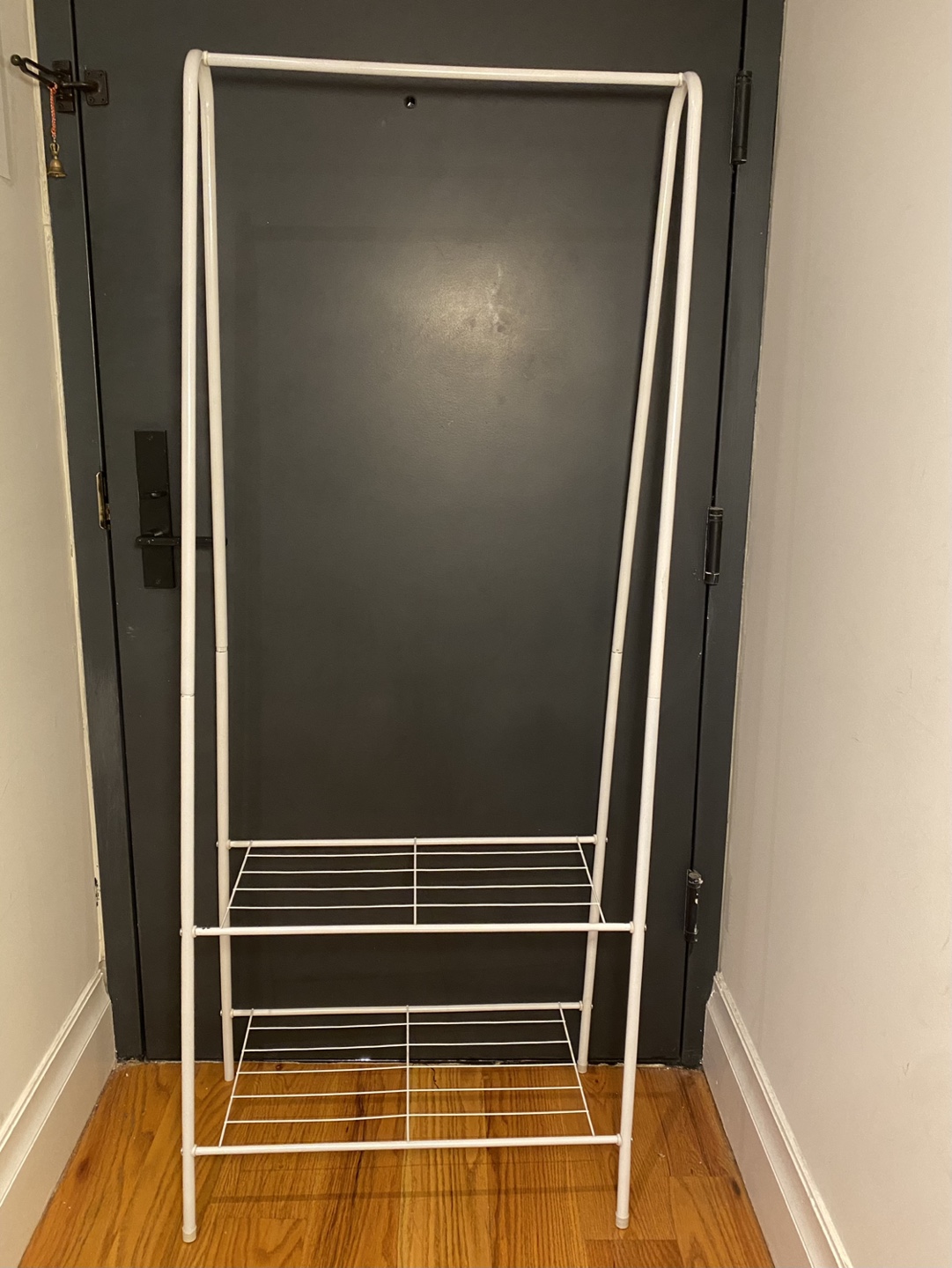 White Metal Clothing Rack with Shelf - photo 2