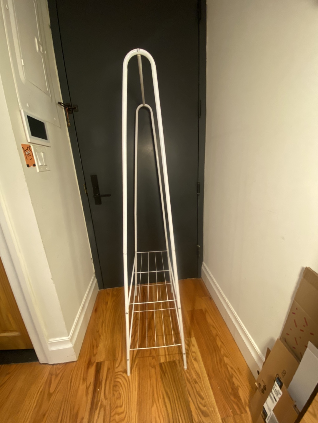 White Metal Clothing Rack with Shelf - photo 3