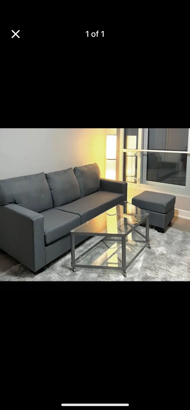 Grey Sectional Sofa with Ottoman thumbnail