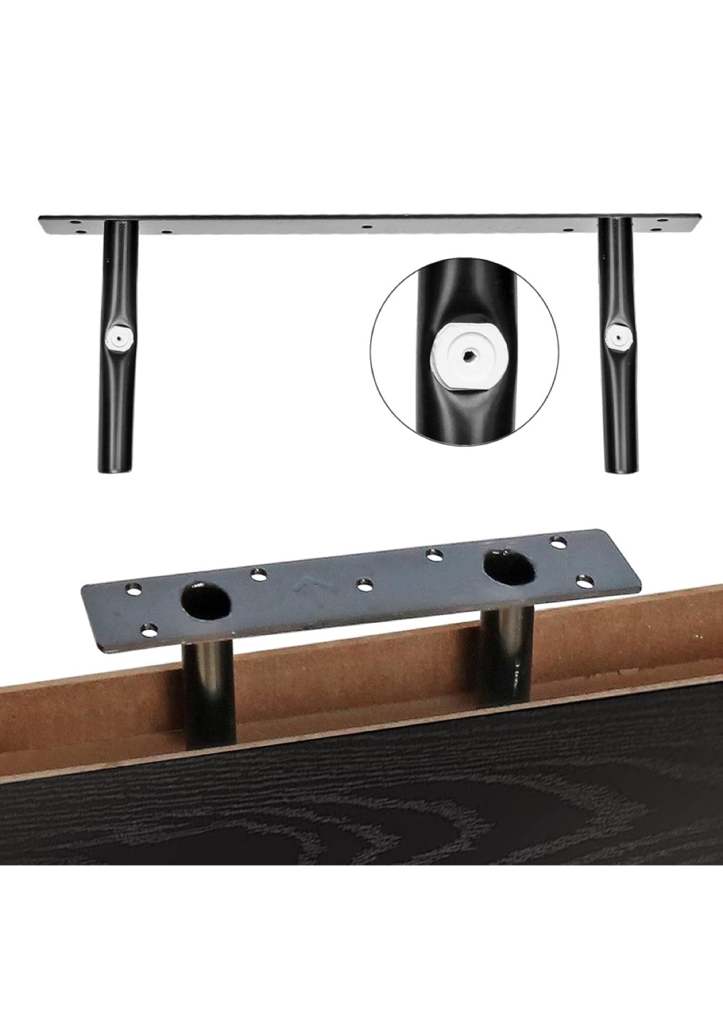 Black floating shelves with metal brackets - New - photo 3
