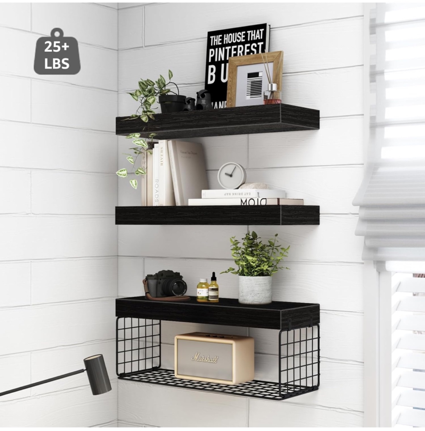 Black floating shelves with metal brackets - New - photo 5