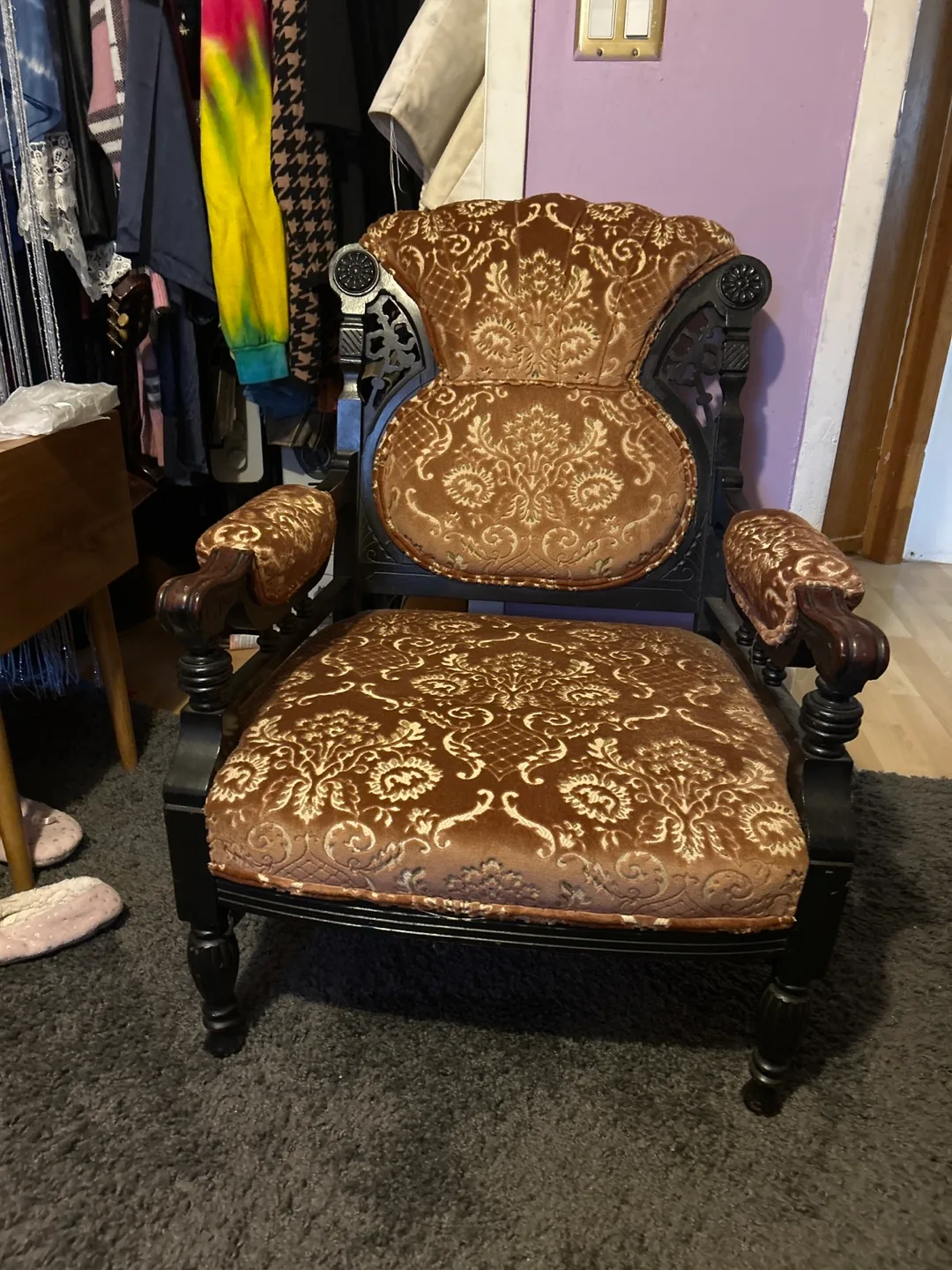 Antique Velvet Armchair thumbnail