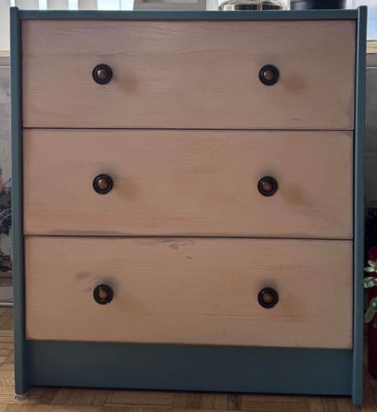 Three Drawer Dresser - Blue and White