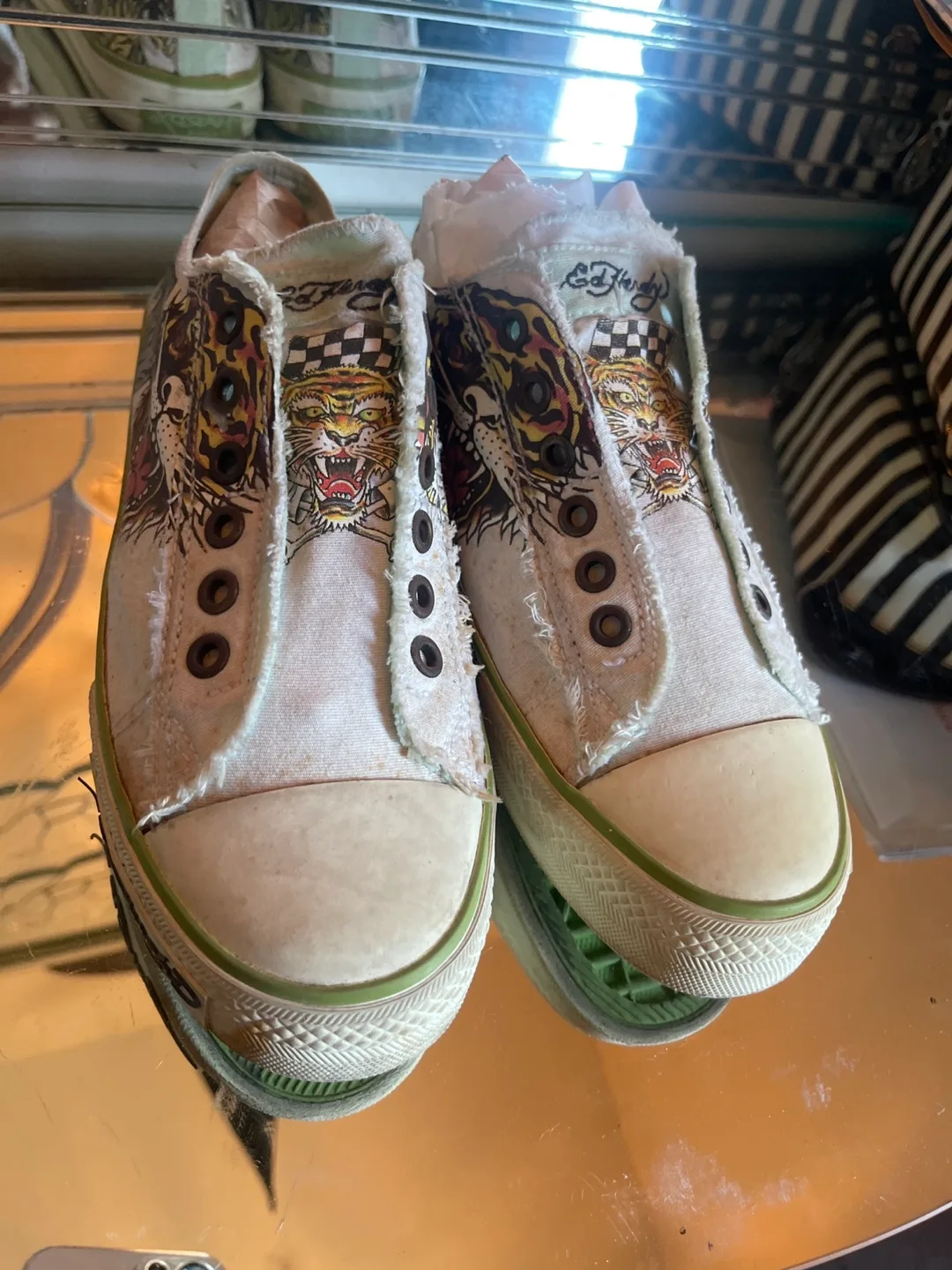 Ed Hardy Tiger Print Sneakers #freecycle thumbnail