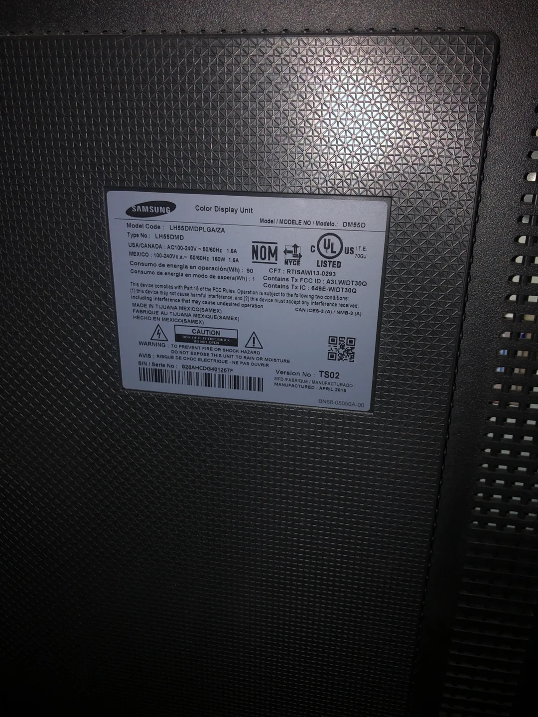 Samsung 55 inch TV image indicator(5)