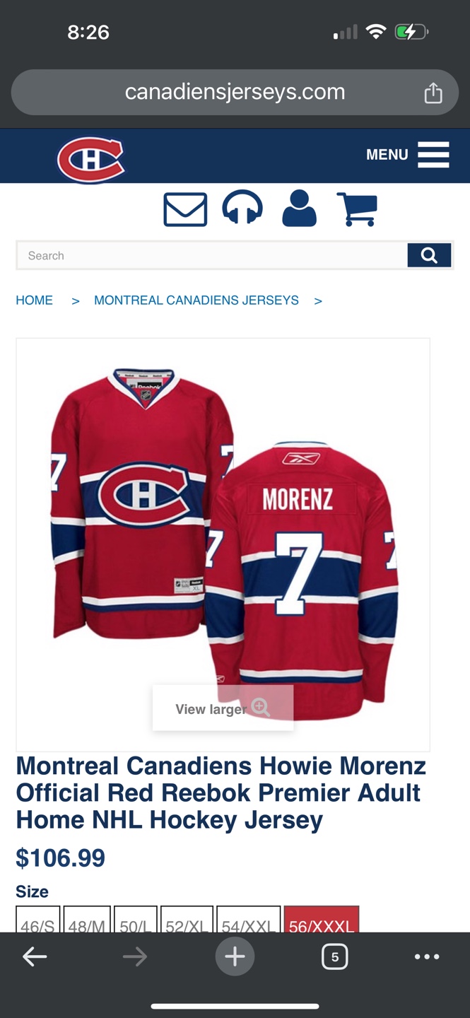 Montreal Canadiens Howie Morenz Reebok Premier Jersey