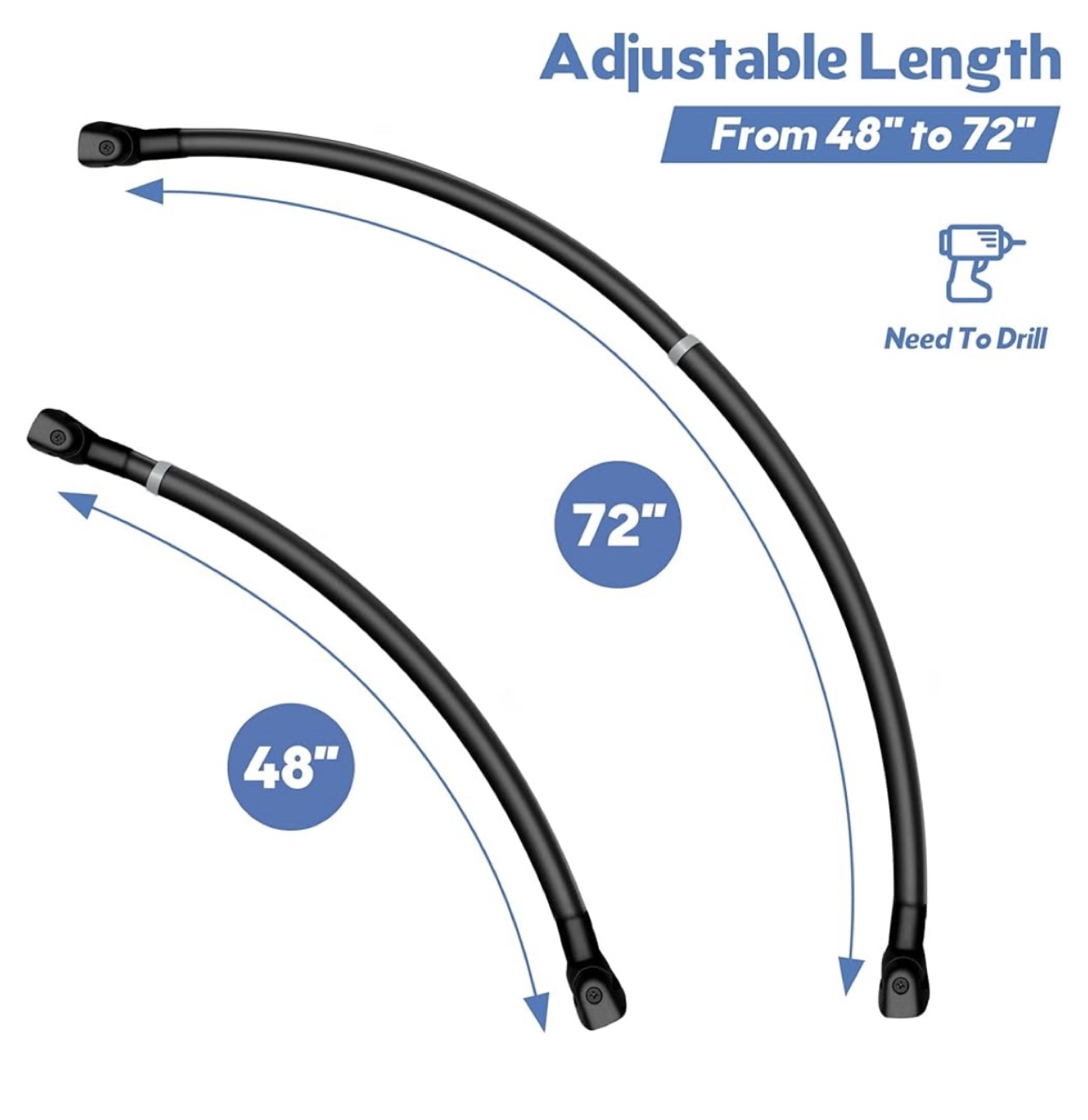 Curved  Shower Rod. BLACK - photo 3