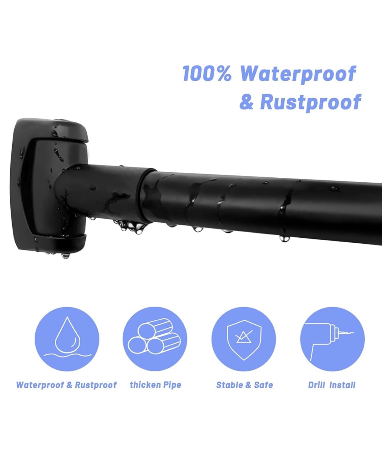 Curved  Shower Rod. BLACK - photo 5