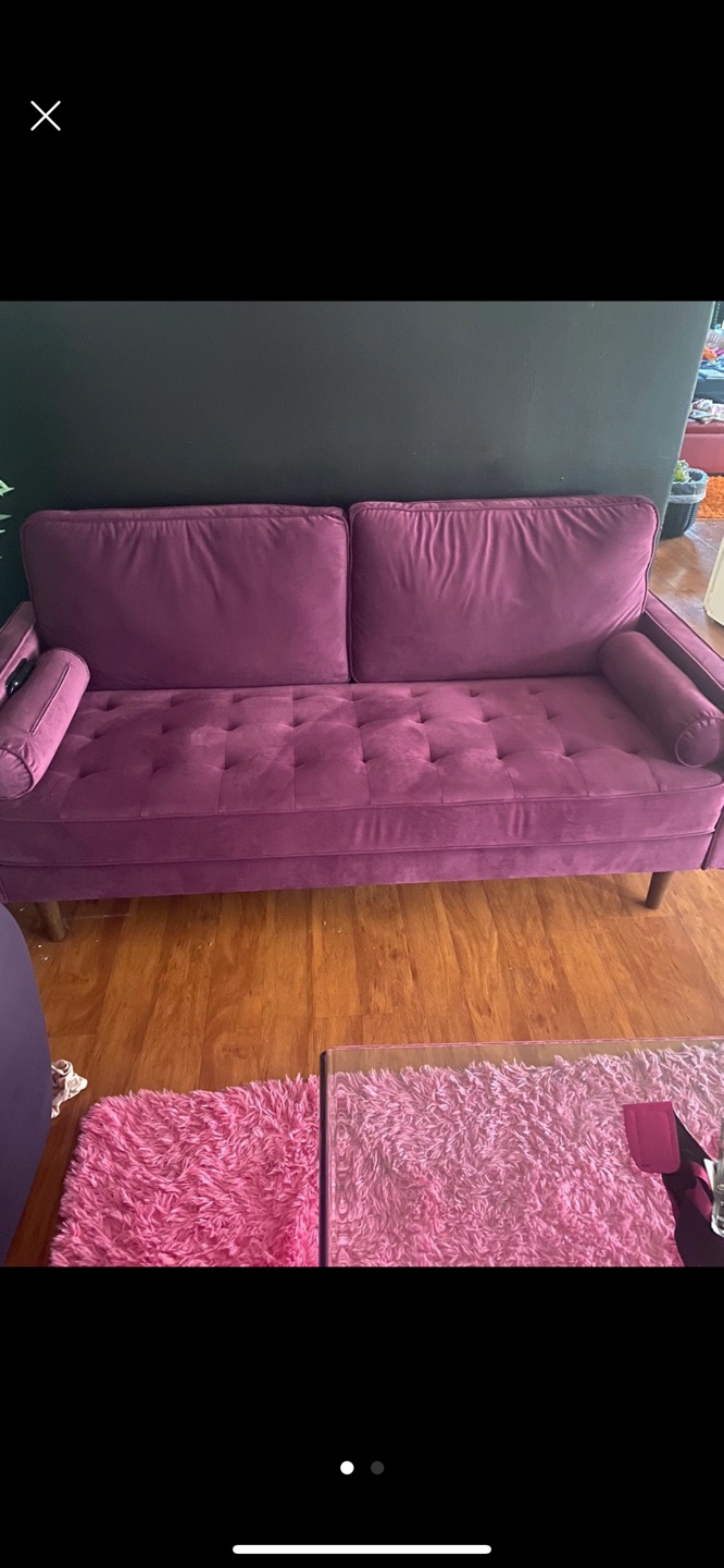 Purple Velvet Sofa gently used - photo 3