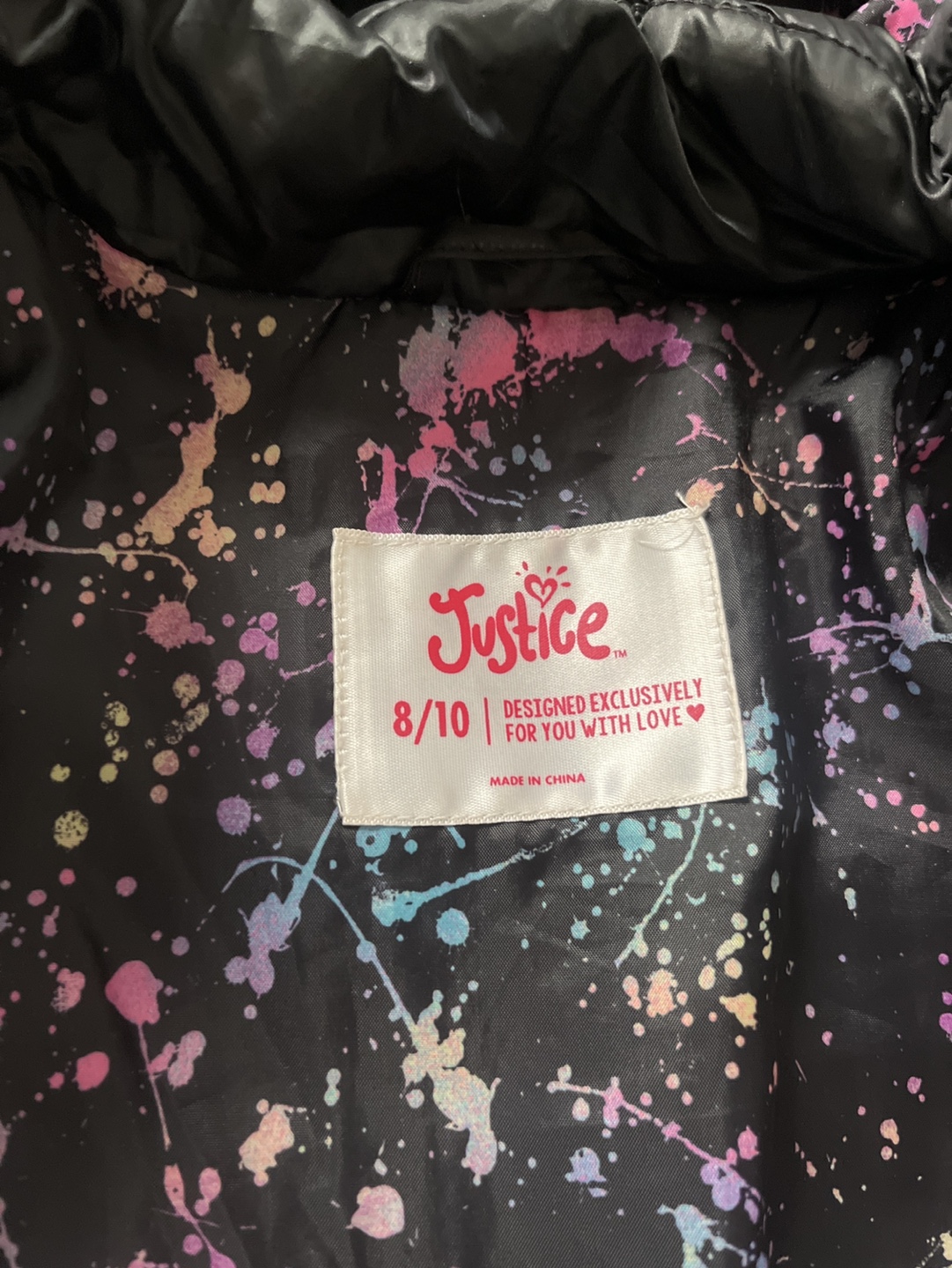 Justice Girls Black Puffer Jacket Size 8/10 - photo 5