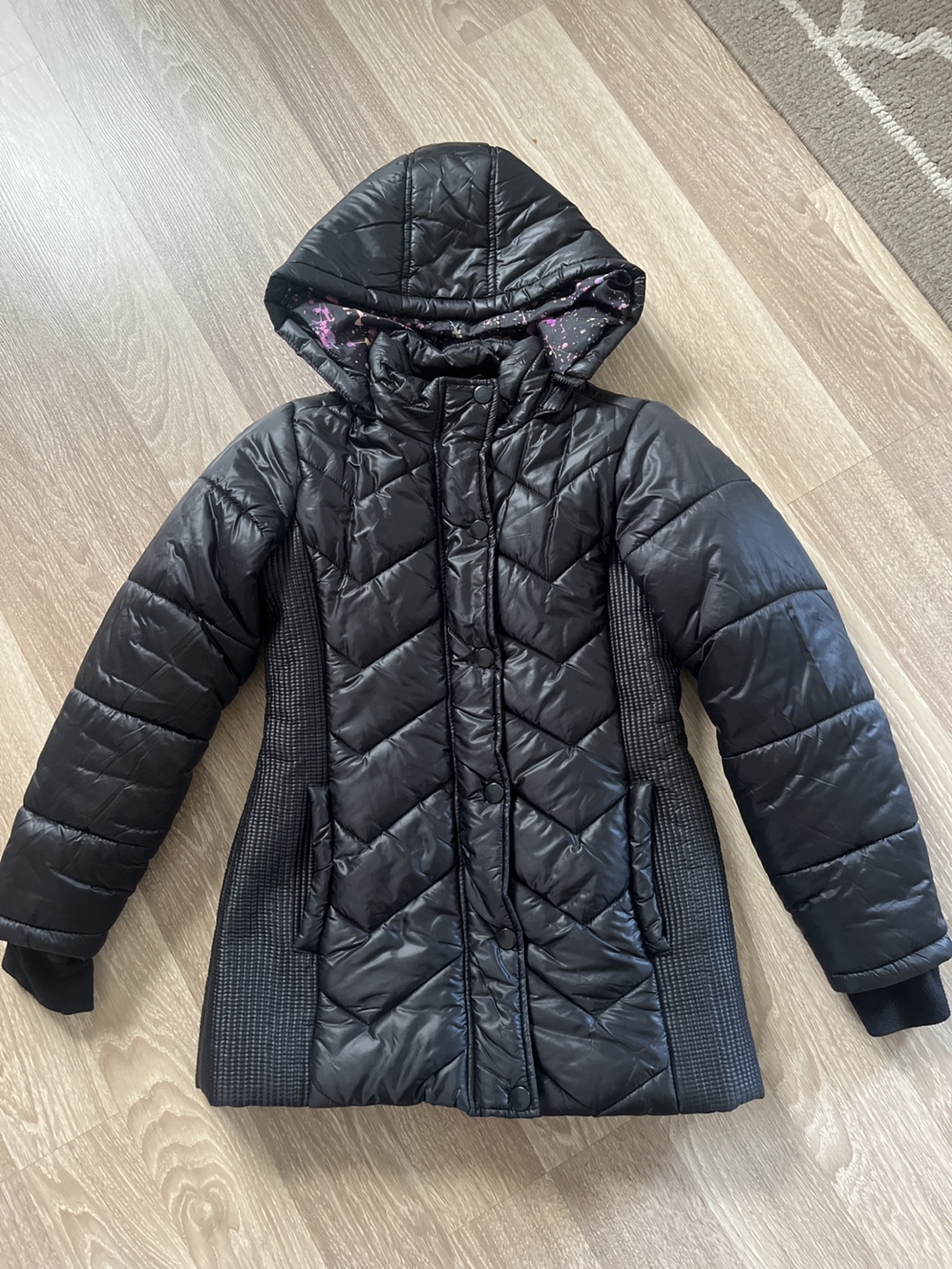 Justice Girls Black Puffer Jacket Size 8/10