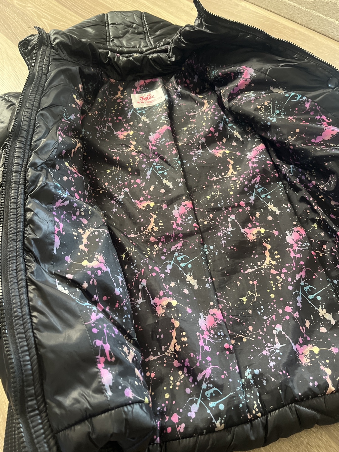 Justice Girls Black Puffer Jacket Size 8/10 - photo 4