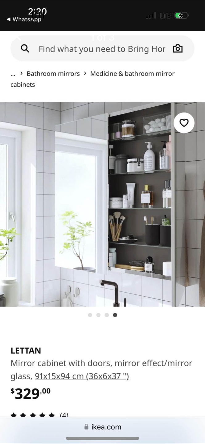 LETTAN, IKEA Mirror cabinet with doors, mirror effect/mirror