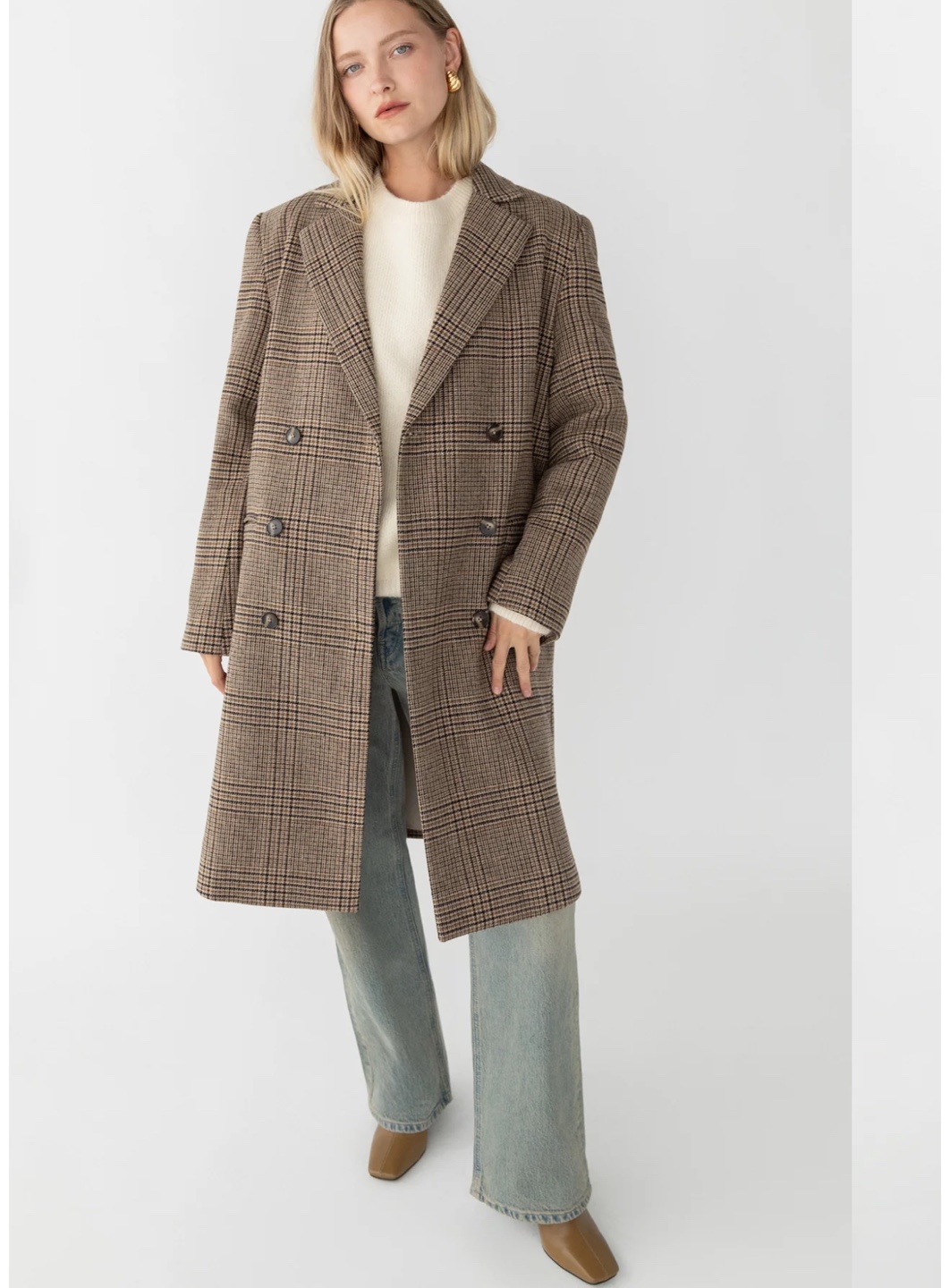 Oak + Fort - Double-Breasted Wool Blend Coat - photo 2