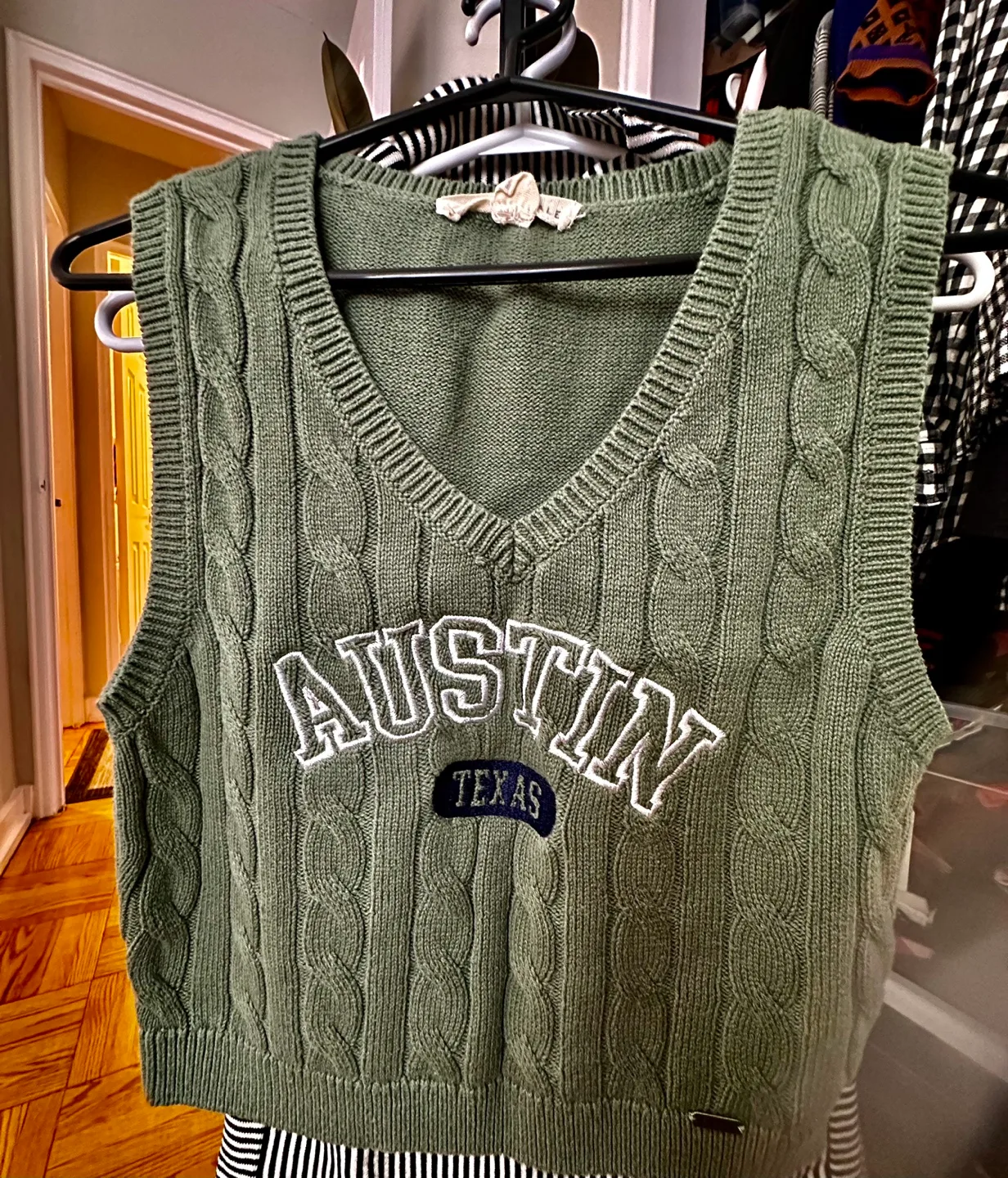 Green Cable Knit Vest #freecycle thumbnail