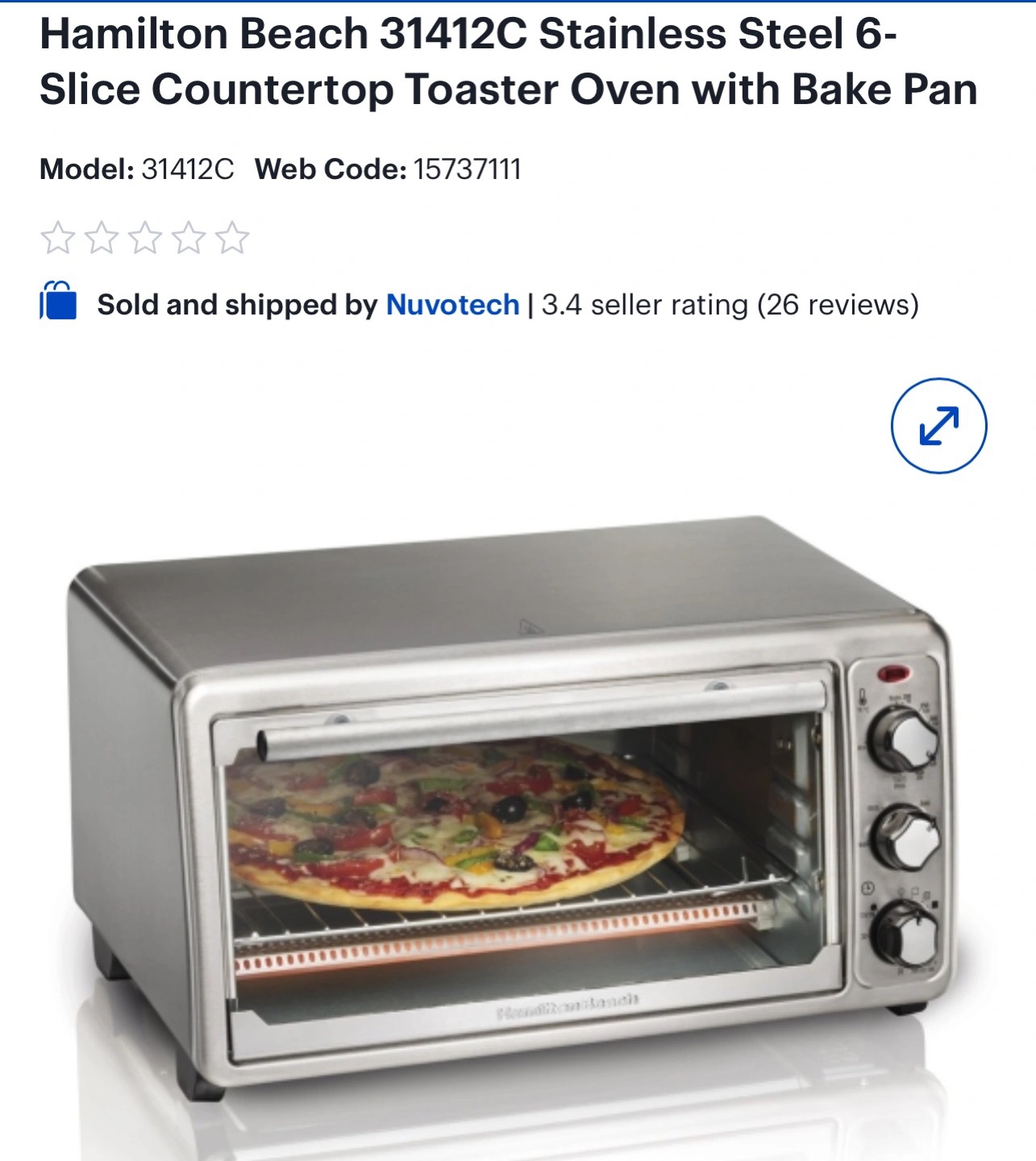 Hamilton Beach 6-Slice Countertop Toaster Oven