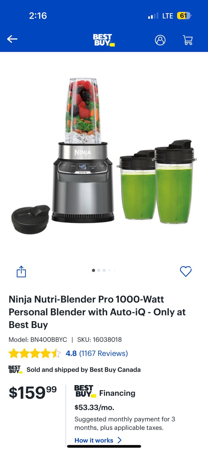 Ninja Nutri-Blender Pro 1000-Watt Personal Blender with Auto-iQ - photo 2