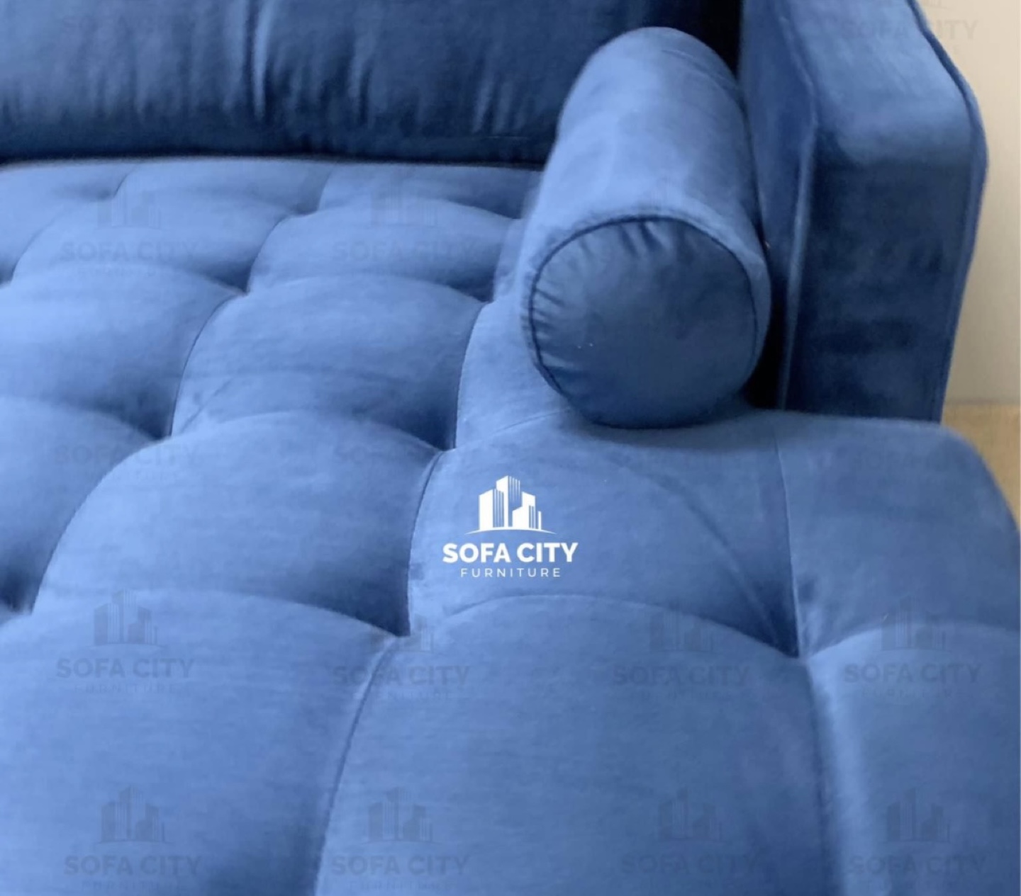 Blue Velvet Sectional Sofa - photo 3
