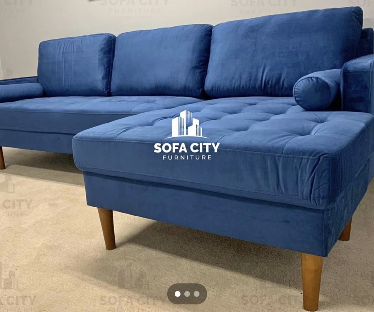 Blue Velvet Sectional Sofa