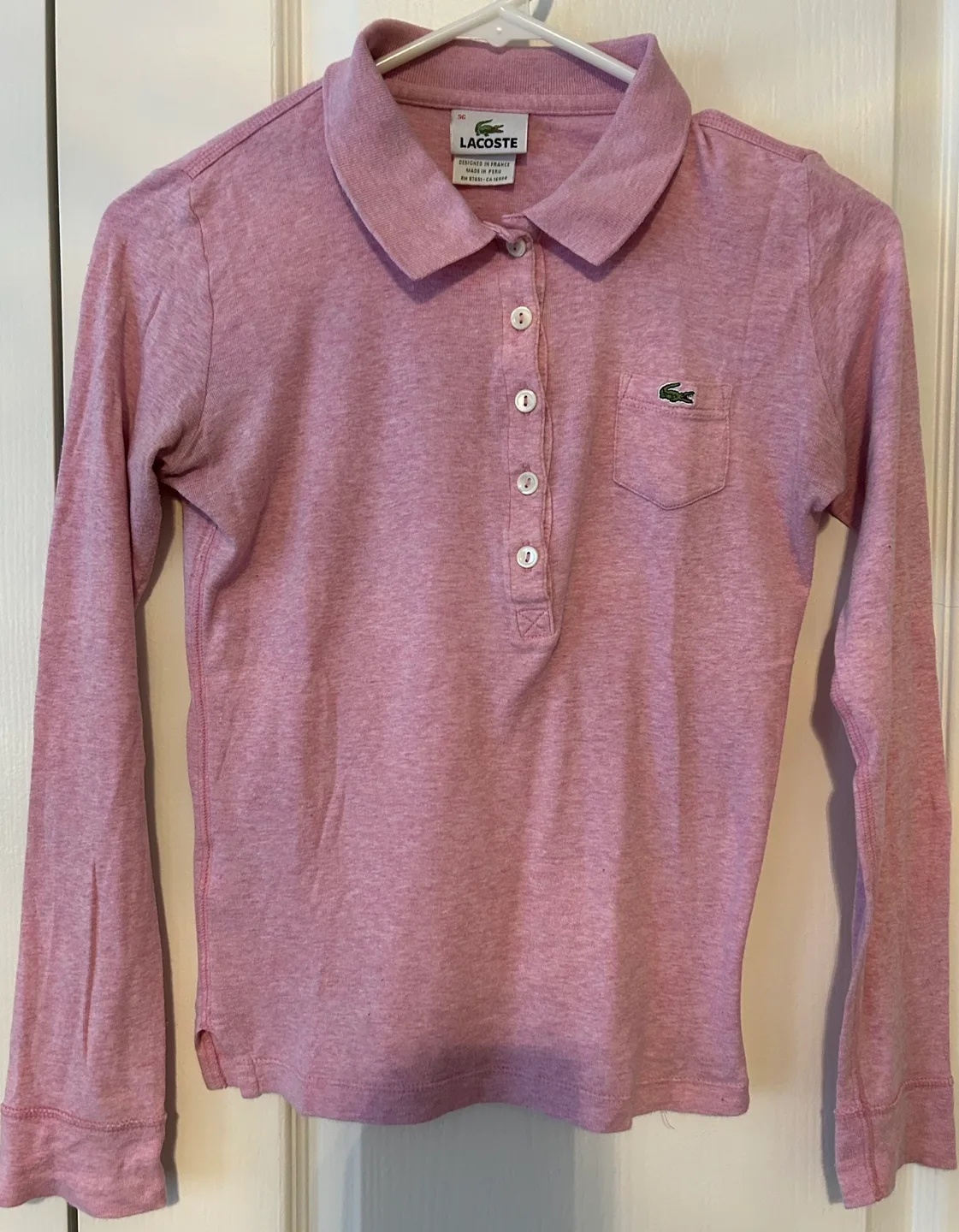 Lacoste Pink Long Sleeve Polo Shirt image indicator(2)
