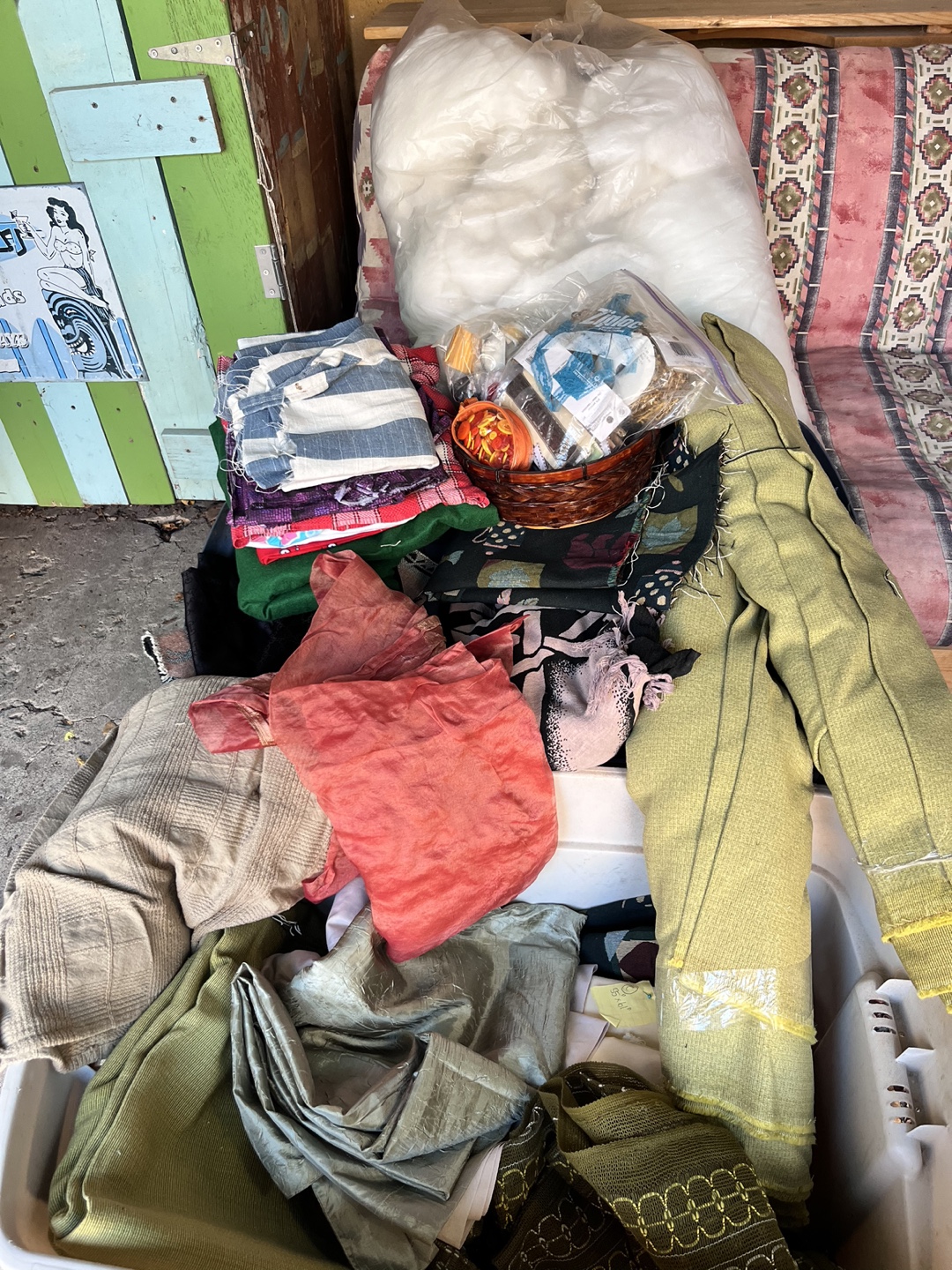 Lots of fabric & sewing stuff