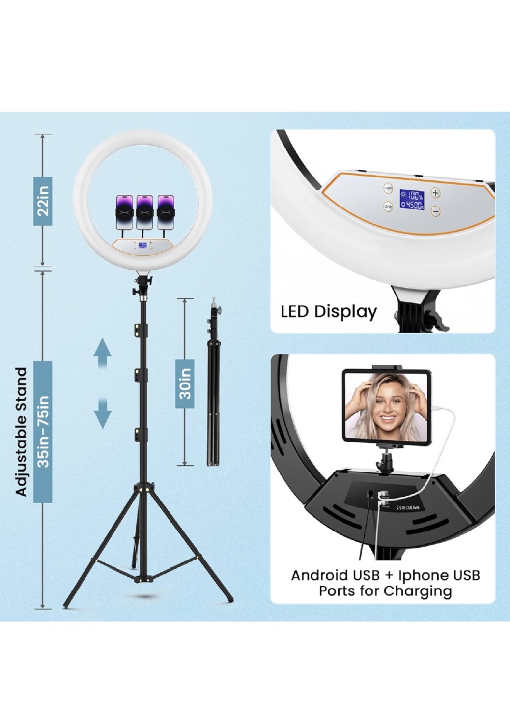 22 Inch Ring Light with Stand & Remote - photo 4