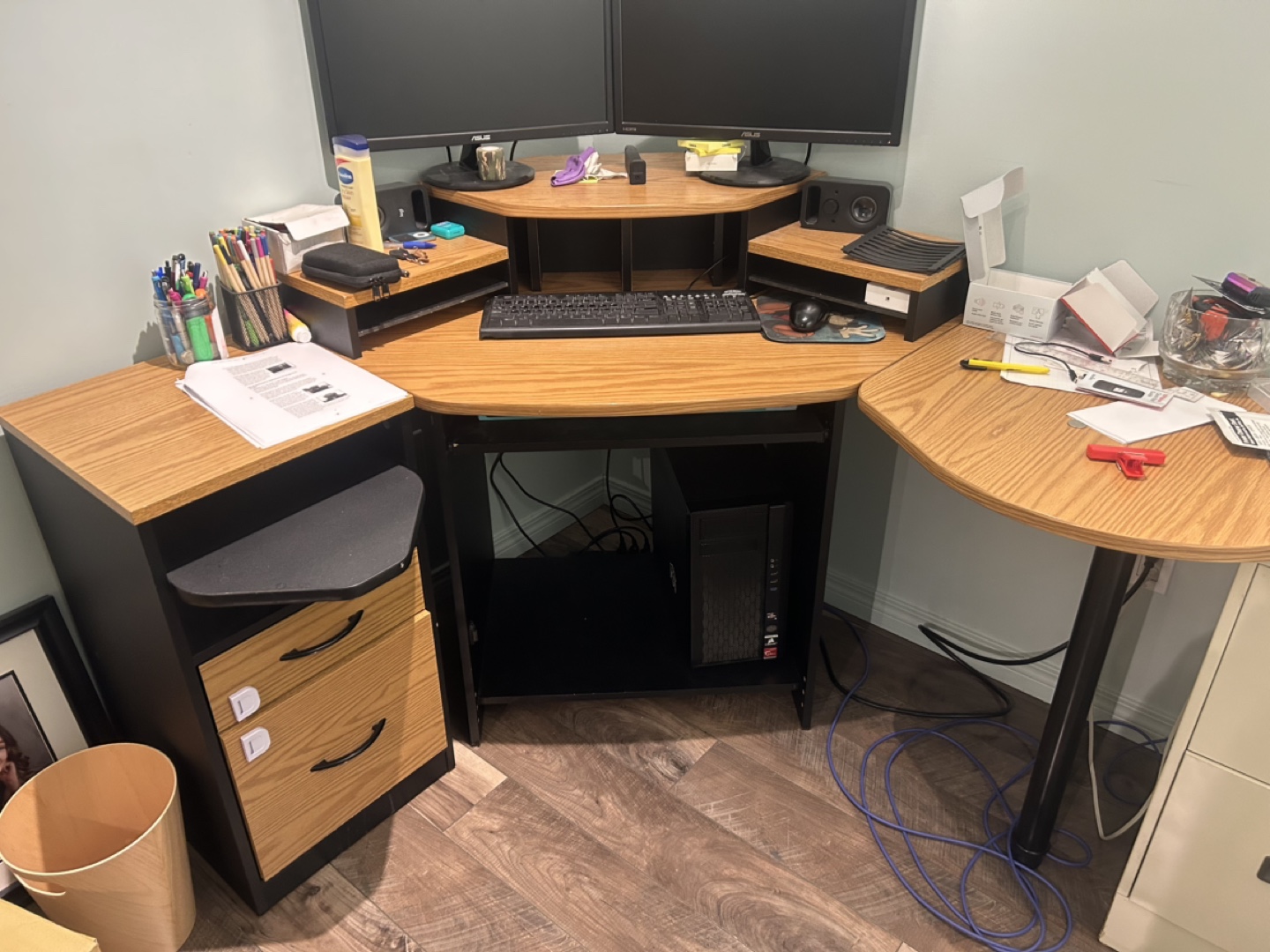 Corner Desk with Shelf and End Table