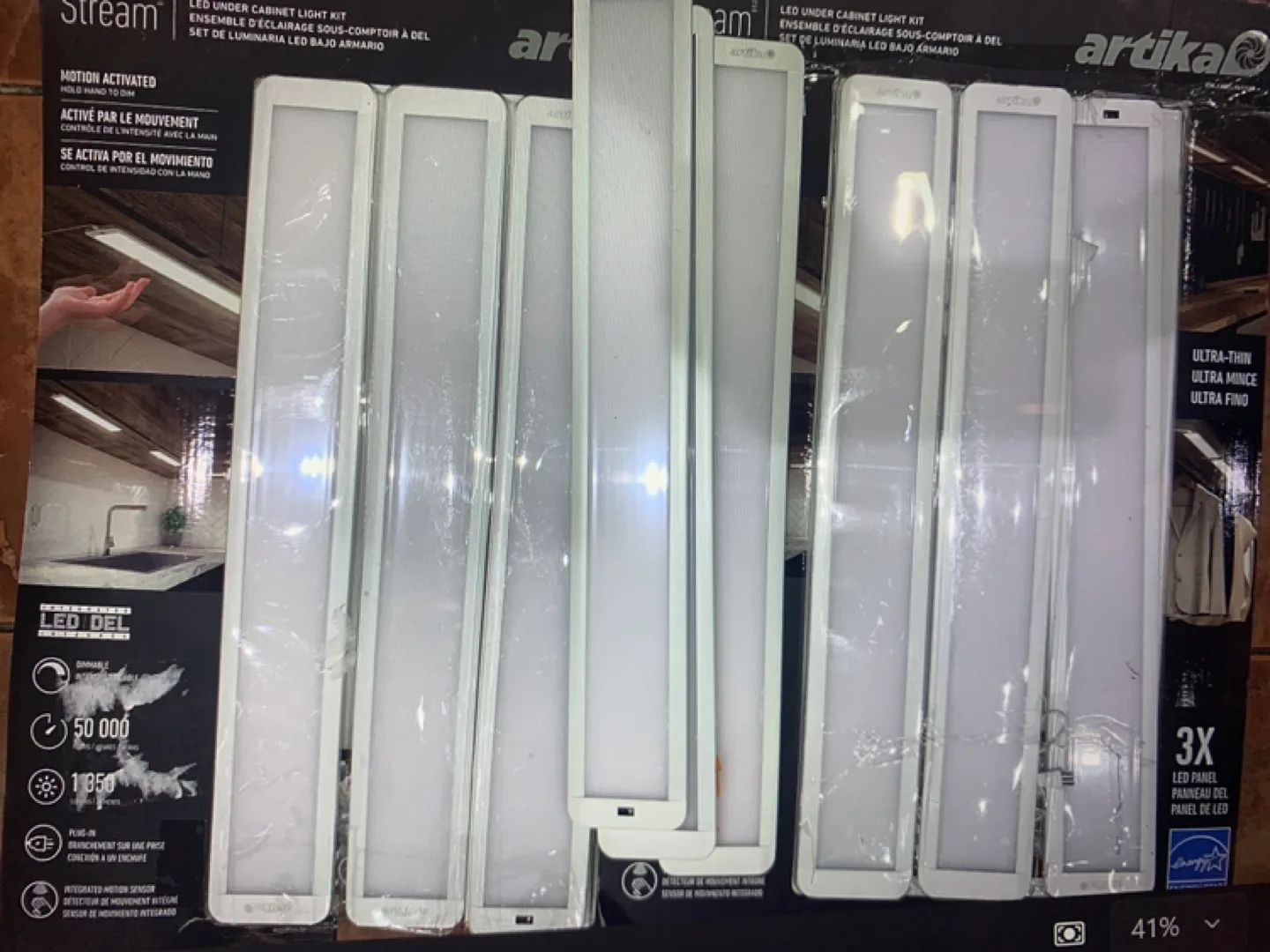 I Set of 3ea ARTIKA UltraThin Under Cabinet Light Panel Kit image indicator(2)