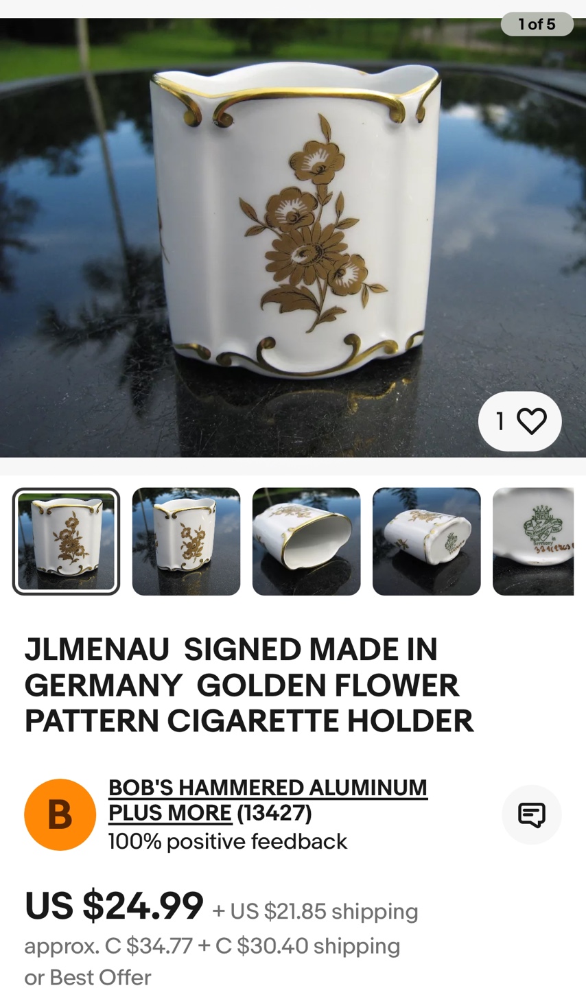 JLMENAU Signed  Cigarette / Toothpick Holder - photo 5